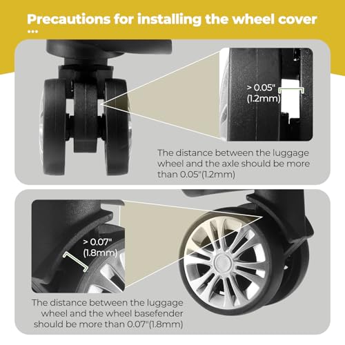 Image of 8Pcs Upgrade Luggage Wheel Covers,Essential Travel Accessories, Yellow, Soft, Silent. Protect Luggage Wheels
