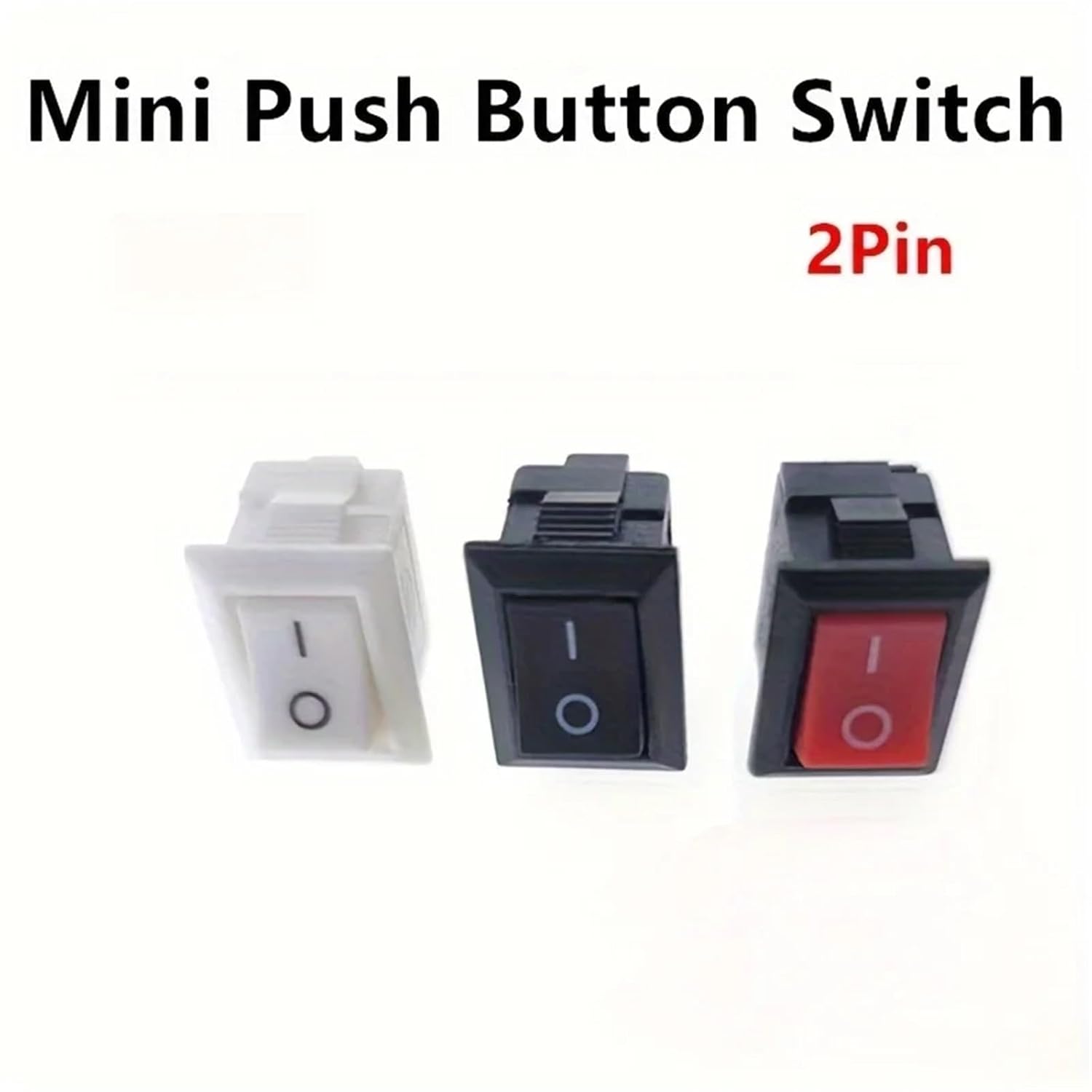 15pcs Mini Rocker Switch SPST Black and Red Snap in Switches Button AC 250V 3A / 125V 6A 2 Pin I/O 10 * 15mm On-Off Rocker(Mixed)