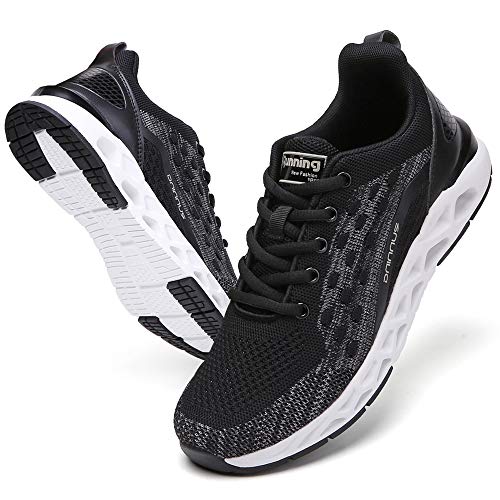 TSIODFO Men Tennis Shoes Size 10 for Men Sneakers Size 10 Casual Athletic Walking Shoes lace up Gym Trail Fashion Sport Running Shoes Jogging Sneakers Black