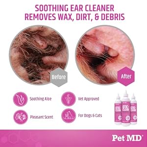 Pet MD Otic Clean Dog Ear Cleaner for Cats and Dogs – Effective Against Infections, Itching, and Controls Odor – 8 oz