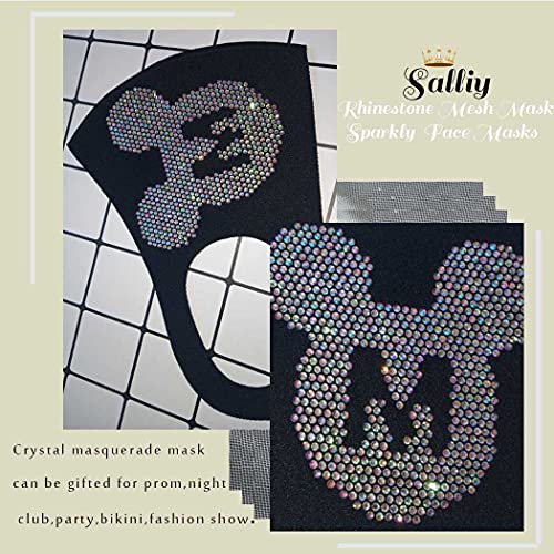 Salliy Rhinestone Mesh Mask Sparkly Crystal Halloween Masquerade Face Masks Glitter Face Covering Jewelry For Women And Girls #TOP4