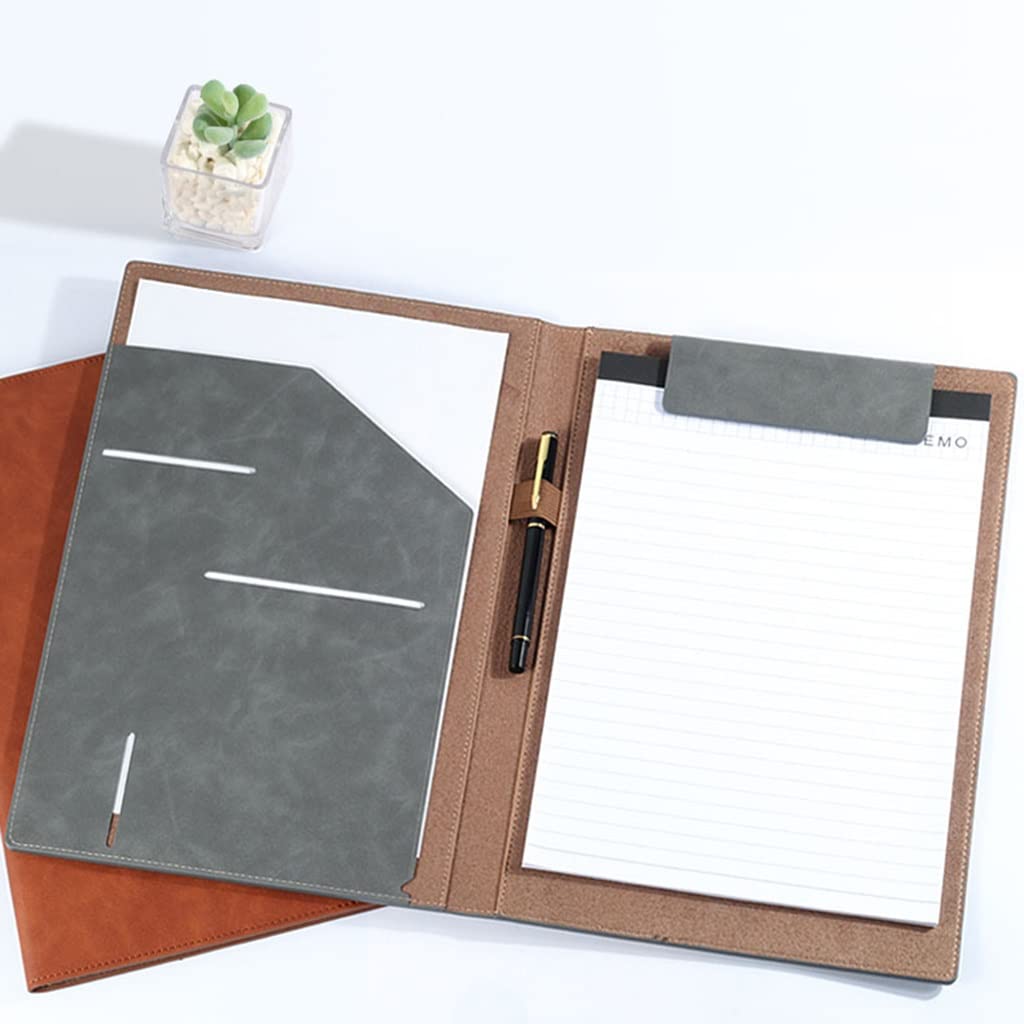 Schreibmappe A4 Klemmbrettmappe Portfolio Padfolio Lebenslauf-Ordner mit Tasche Premium Kunstleder Interview Schreiben Rechtliche Blöcke Dokument Organizer Portfolio