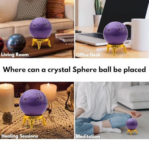 Image of Certified Stichtite Crystal Ball for Meditation - Premium Crystal Vastu Items for Home and Feng Shui Items for Good Luck - Ideal for Pooja Supplies and Spiritual Practices (1.5 inch Inch)