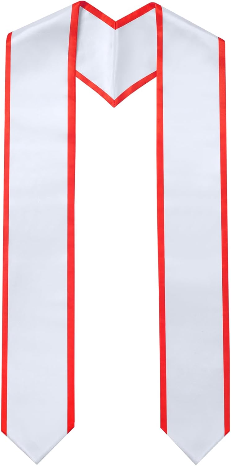 Plain Graduation Stole for Unisex Adult Classic End With Trim Graduation Sash Honor Stoles, 72" Long, 9 Colors