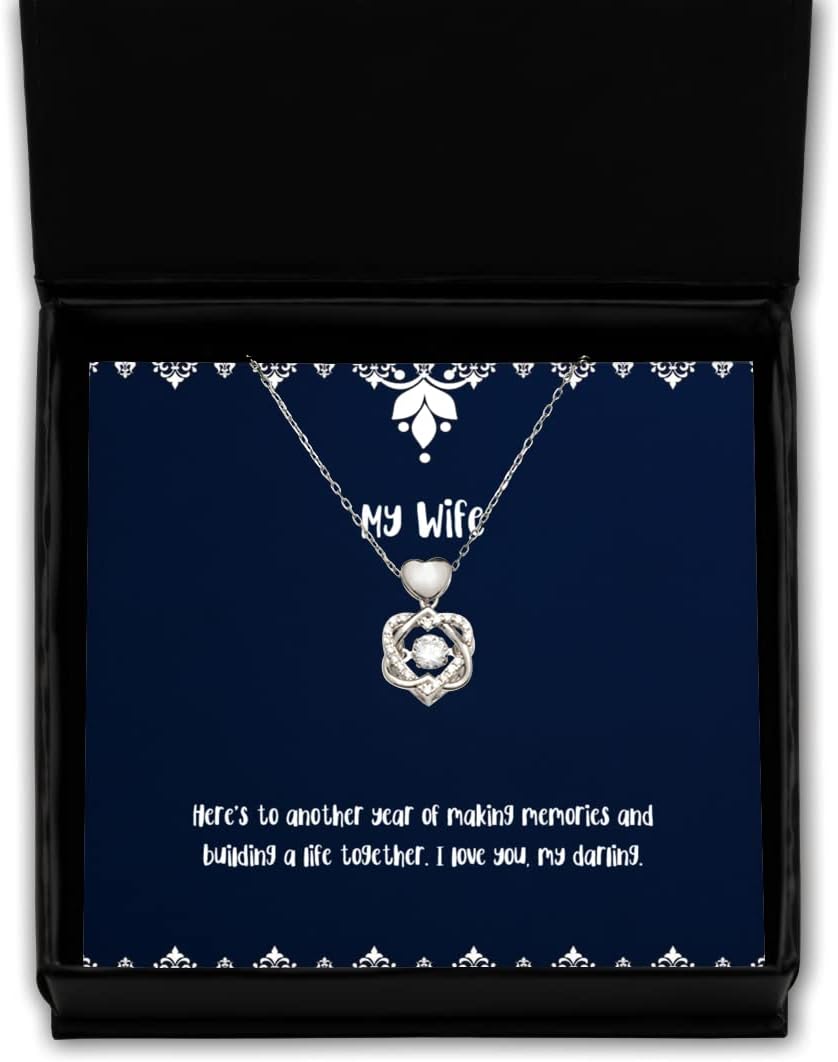 Here's to Another Year of Making Memories and. Heart Knot Silver Necklace, Wife Present from Husband, Reusable Jewelry for Wife, Wedding, Anniversary, Valentines Day, Mothers Day, Bridal