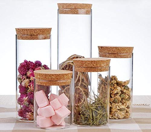 Xingzi Kitchen Storage Containers With Cork Lids Set Of 2 300Ml/10Oz Durable Refillable Clear Glass Food Canisters Storage Container Vial Jars For Tea Coffee Flower Dry Goods Pantry Organization #TOP4