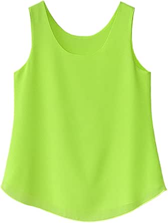 Chiffon Round Neck Double-Layer Loose Camisole Vest Tank Top - Flowy & Lightweight, Many Colors