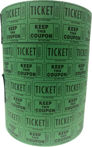 The Ticket Gurus-Raffle Tickets - 4 Rolls of 2000 Double Tickets 8,000 Total 50/50 Raffle Tickets-(4) Green Rolls