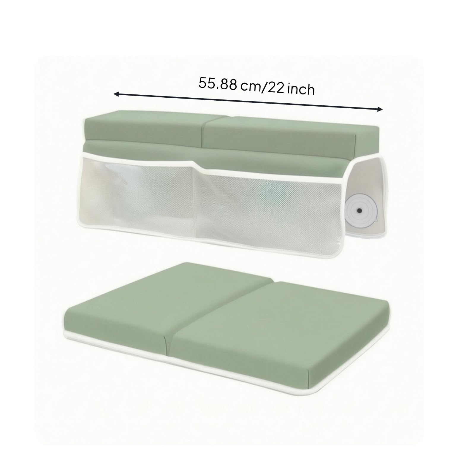 Inginocchiatoio da Bagno Morbido, Verde Chiaro – Modello Con Tasca Standard E 4 Ventose