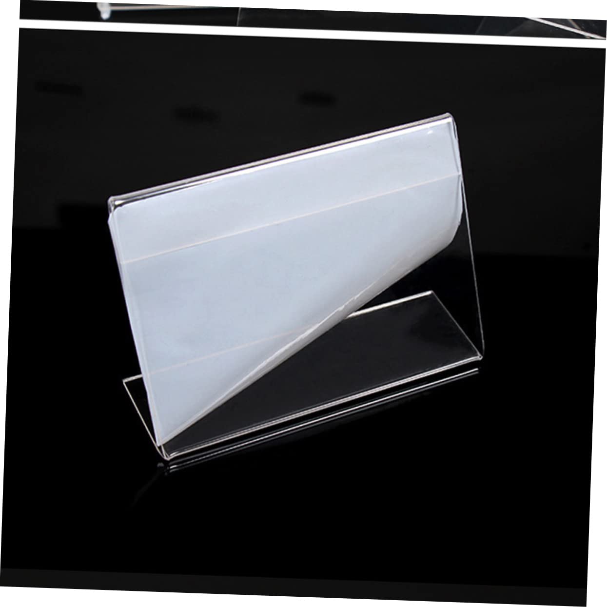SHINEOFI 200 Piezas titulares de letreros en forma de l tarjetero card holder soporte de menú de acrílico expositor de mesa estante de exhibicion estantes de exhibición expositor inclinado