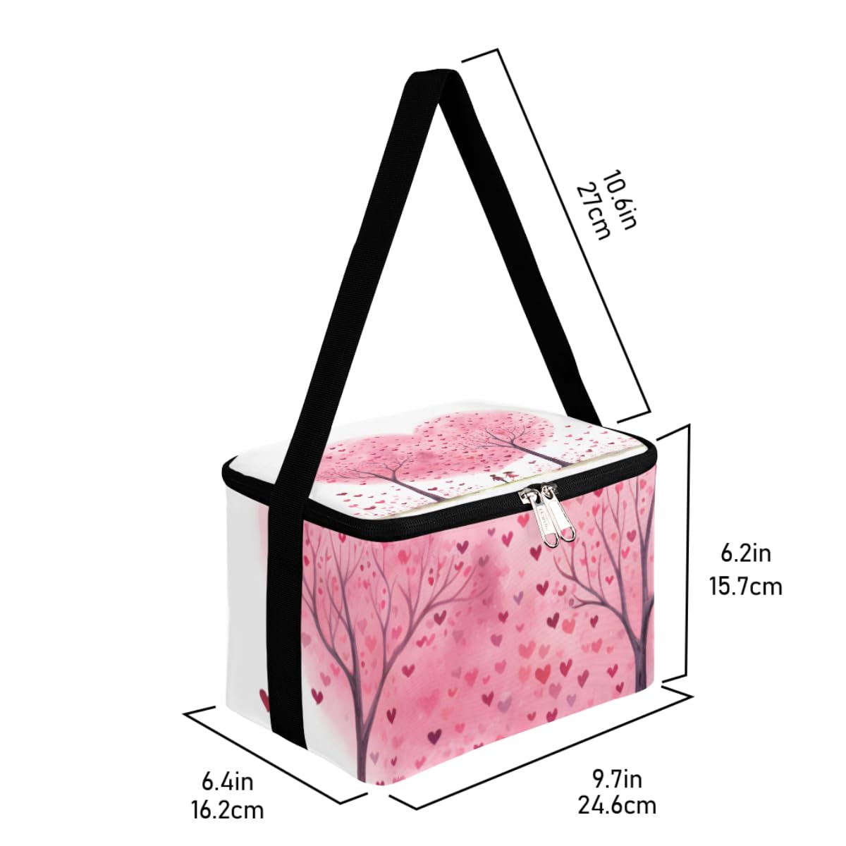 Lunch Bags for Women Men 9 Cans,Lover Heart Tree Hot & Cold Food Delivery Bag Insulated Grocery Bag Insulated Lunch Box Cooler Bag for Office Work Picnic Beach