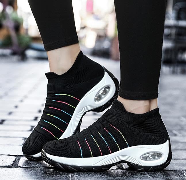 Womens Walking Shoes Breathable Non Slip Work Shoes Comfortable Air Cushion Orthopedic Slip on Sneakers with Arch Support2