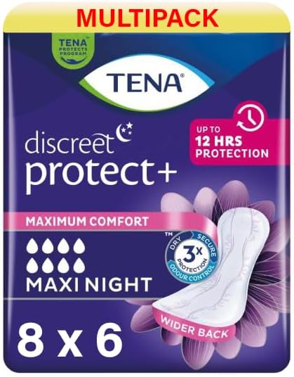 Pack of 48 Discreet Sanitary Pads for Women for Moderate to Severe Urinary Leakage, Specially Designed for Nighttime Protection with Wider Back and Extra
