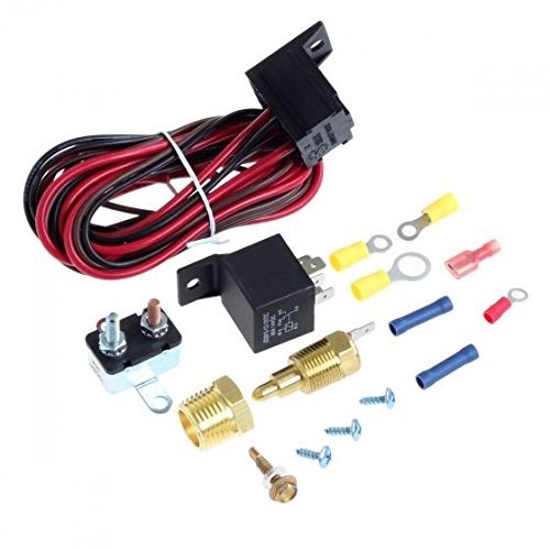 S-WEKA 175~185 Degree Engine Cooling Fan Thermostat Temperature Switch Sensor Relay Kit