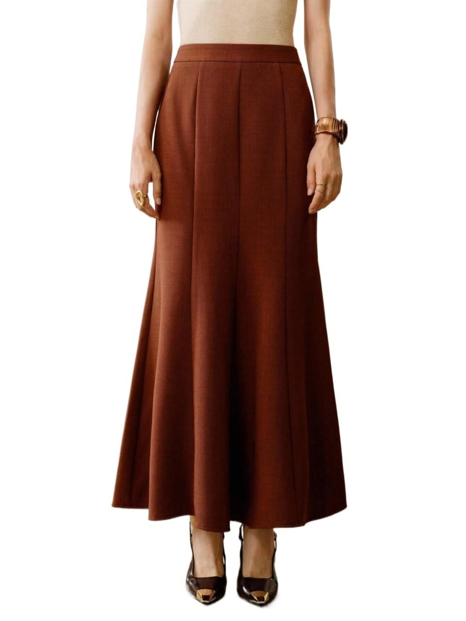 Womens Trendy Skirt Elegant Plain Zipper Long Skirt Fall Clothing