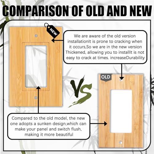 2PC Solid Wood Outlet Covers Light Switch Plate 4.8" X 3.14" Bamboo Switch Plates And Outlet Covers Light Switch Cover Single Rocker Decorative Quality Raw Wooden Wall Plate by Alckerou - Used condition - Image 3