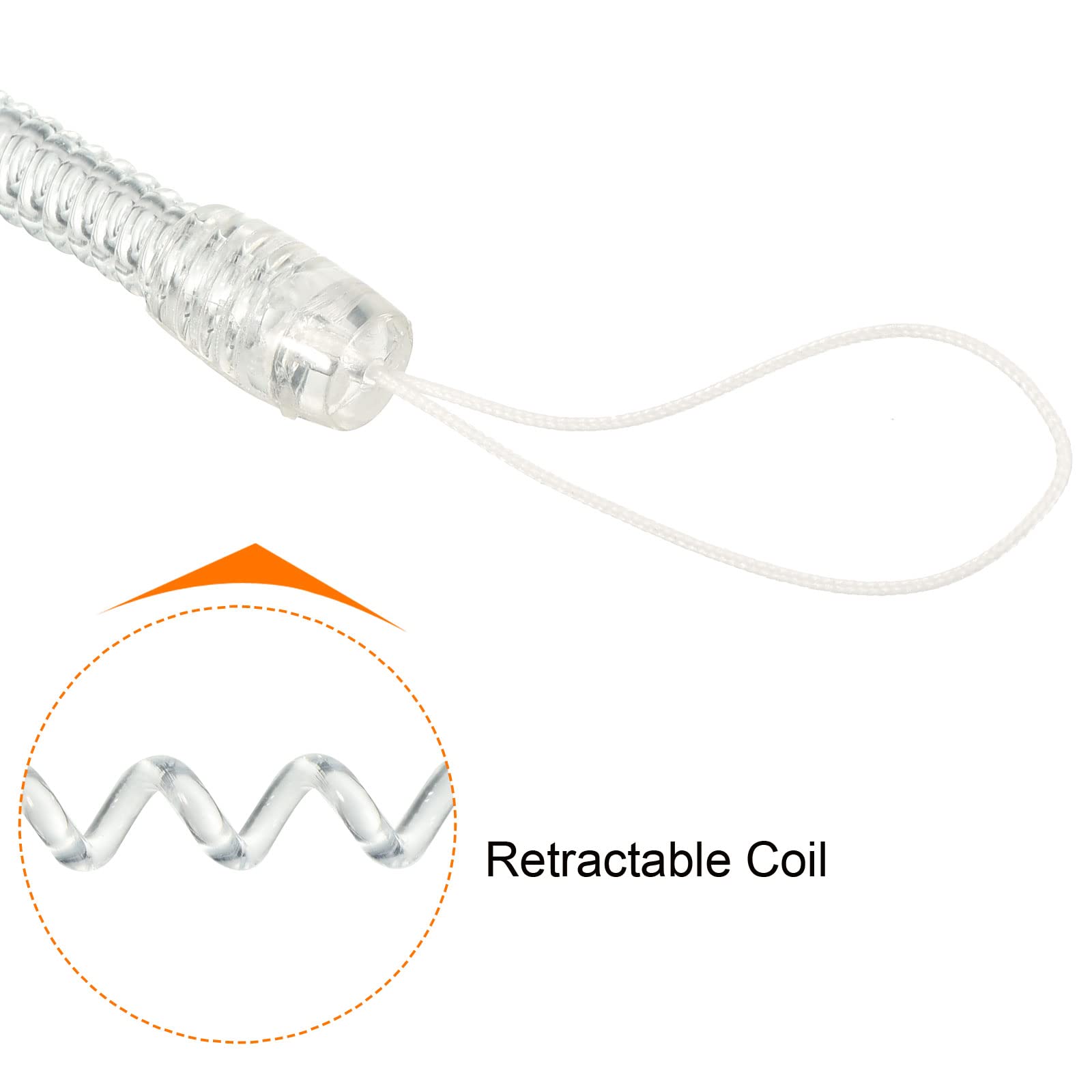 PATIKIL Retractable Spring Coil Strap 5", 5 Pack Plastic Spiral Stretchy Key Holder Stylus Lanyard Cord, Clear - Image 4