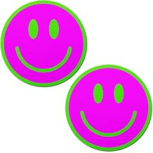 PASTEASE Glow in the Dark Pasties - Neon Green Glow-in-the-Dark Pink Smiley Face Nipple Covers for Festivals, Raves, Lingerie | Halloween Costume Accessory | Latex Free & Made in USA