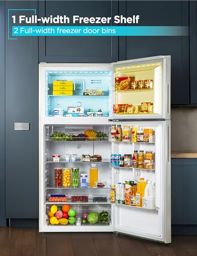Image of BLACK+DECKER 16.4 Cu. Ft. Top Mount Refrigerator with Freezer, 2 Door Refrigerator with Top Freezer and Separate Temperature Controls, Auto Defrost, BR1640KW, White