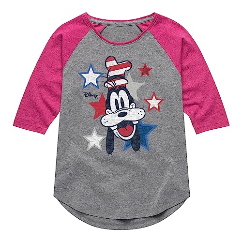 Disney Americana - Americana Goofy - Toddler and Youth Girls Raglan Graphic T-Shirt