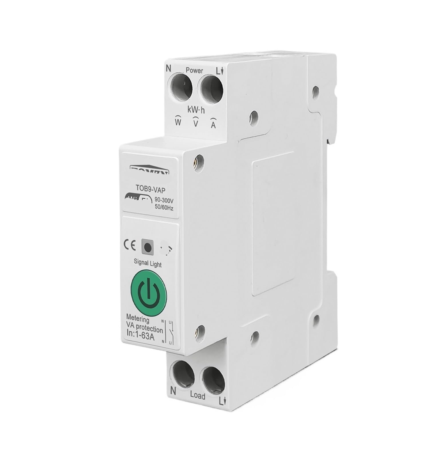 GVBAEPIEO TOB9-VAP 63A 1P+N Smart Switch Energy Meter KWh Metering Monitoring Circuit Breaker Timer Relay(1-63a)