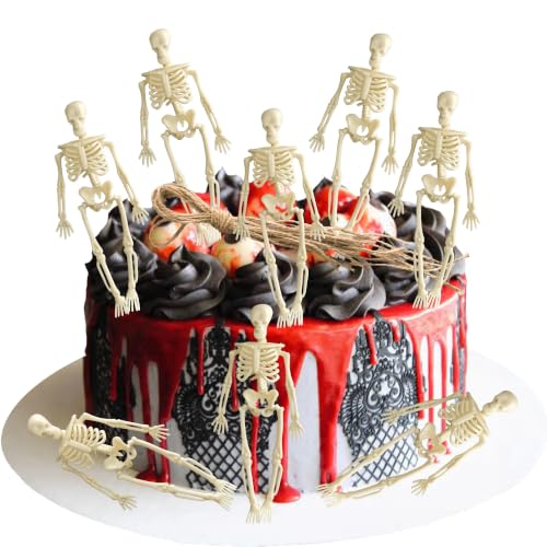 Gyufise 10 Pack Halloween Skull Cupcake Toppers Halloween Skeleton Picks