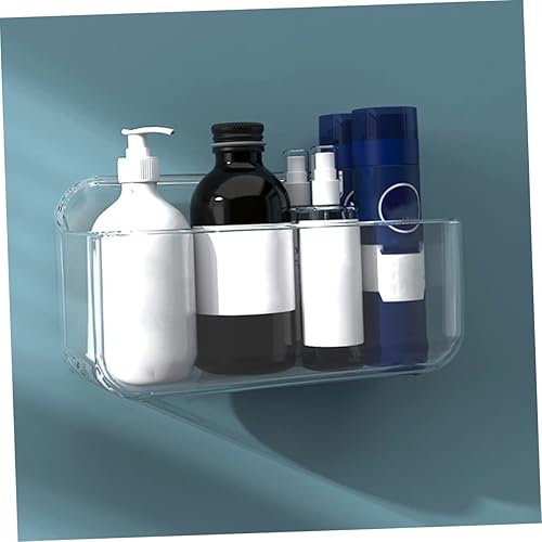 Miniatura 8 de Cabilock Estante de pared organizador de mesita de noche, estante de ducha autoadhesivo, soporte transparente, bandeja transparente, soporte