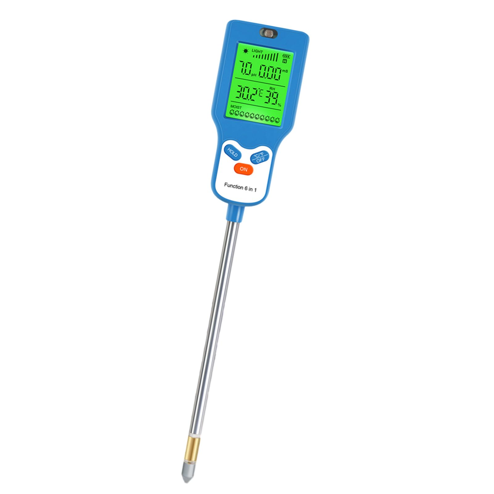 Portable 6 in 1 Soil Tester Meter for Accurate of Temperature Light & Humidity Gardeners and Farmers Digital Display Soil Tester