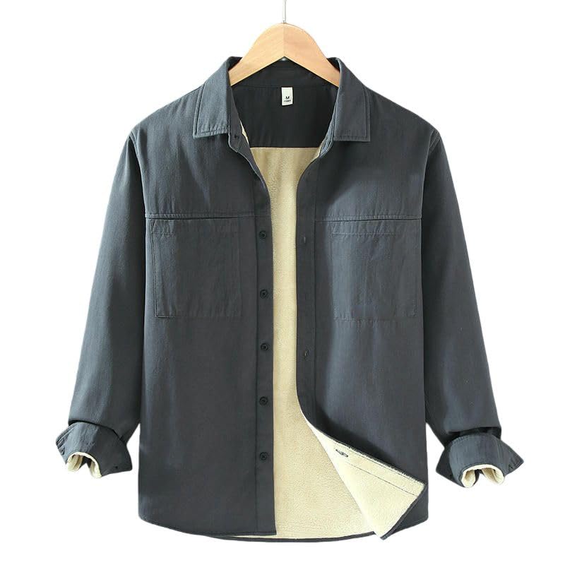 Camisa de manga larga holgada y moderna para hombre con forro interior grueso 5