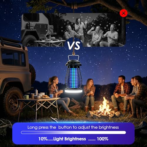 Image of Bug Zapper Outdoor & Indoor,Cordless Portable Mosquito Zapper with Rechargeable 4800mAh Battery & Auto On /Off,Mosquito Repellent Outdoor Patio,Electric Fly Trap for Camping,Kitchen,Backyard,Patio