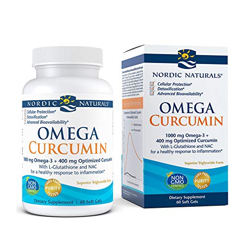 Nordic Naturals Omega Curcumin, Lemon - 60 Soft Gels - 1000 mg Omega-3 + 400 mg Optimized Curcumin - Combats Cellular Stress - Contains L-Glutathione & NAC - Non-GMO - 30 Servings