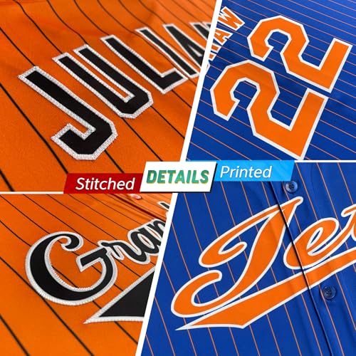 Custom Pinstripe Baseball Jersey Button Down Shirt Printed or Stitched Personalized Name Number for Men/Women/Youth Navy/White Stripes-33 miniatura 3