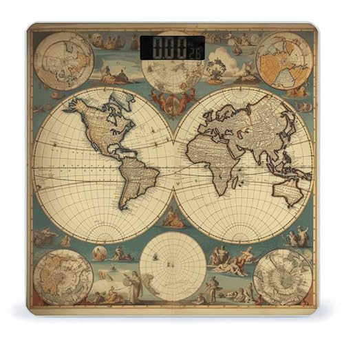Báscula digital retro con diseño mundial de vidrio templado miniatura 1