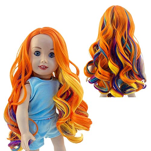 MUZI Wig Doll Wig for 18" American Doll, Curly Heat Resist Doll Hair for 18 in Doll Wig, American Girl Doll Wig, Doll Hair wefts for 18 inch Doll.