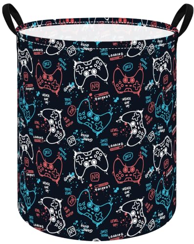 Image of Large Laundry Basket Canvas Storage Bins Baby Nursery Hamper for Boys and Girls Toy Box Gift Baskets for Home,Office,Home Decor