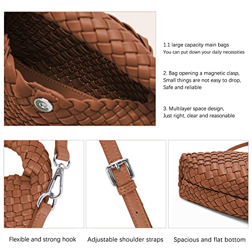 Image of Maydear Woven Purse for Women, Small Top Handle Handbag with Detachable Shoulder Strap, Crossbody Bag