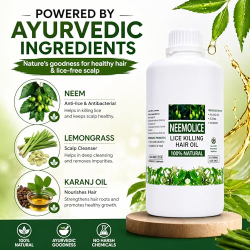 Image of Vibha's | Neemolice Oil (Lice Killing Hair Oil) - Natural Herbal Treatment with Neem Extracts for Effective Head Lice & Nit Removal, Soothes Scalp, Reduces Itching, and Prevents Re-Infestation | Safe for All Hair Types - 500 ml