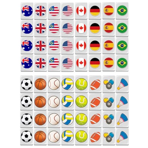 Mini Mahjong Set 64 Piezas 24mm Diseño Bandera y Bola miniatura 5