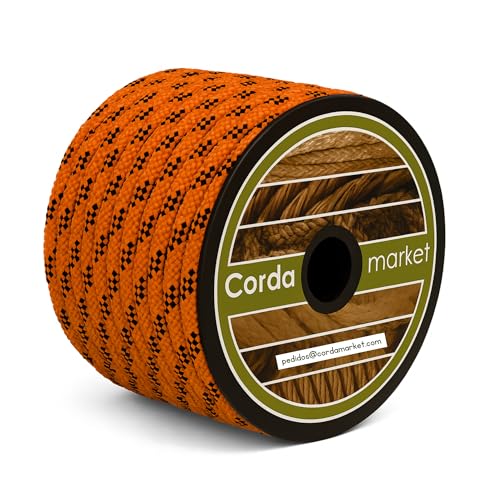 CORDAMARKET Cuerda Driza Poliéster Alta Tenacidad, Cuerda Náutica de Alta Resistencia para Náutica Camping y Decoración, Naranja Flúor, 10 mm × 25 m