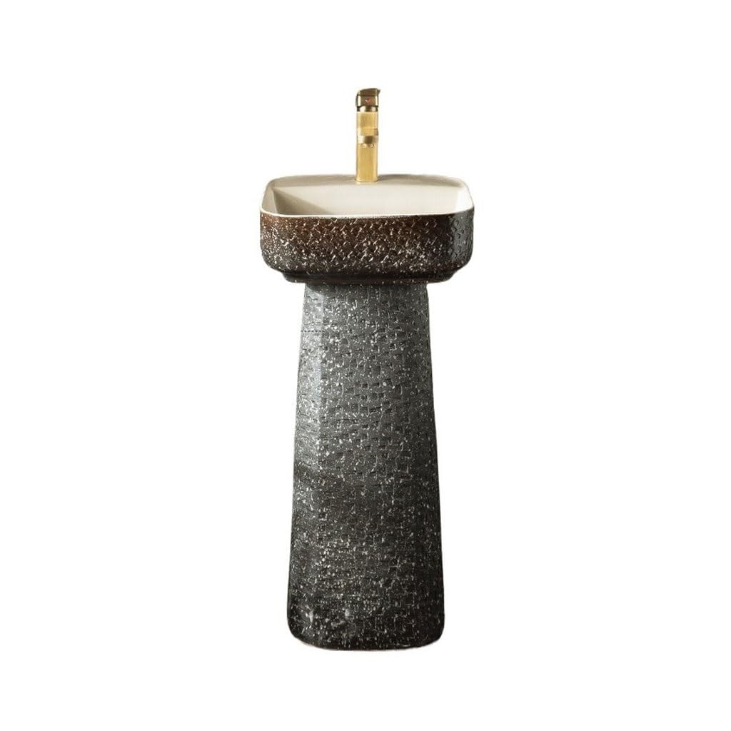 Bathroom Sink Outdoor Spotted Square Floor-Standing Wash Basin Courtyard Pedestal Wash Basin Bathroom Vanity