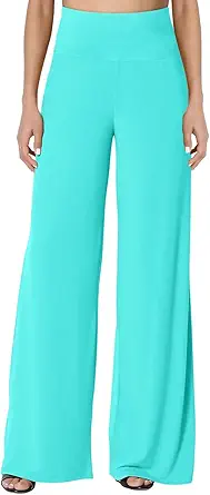 JZC Women's Palazzo Lounge Pants Stretchy Wide Leg Casual Pants Comfy High Waist Flowy Pants S-3XL