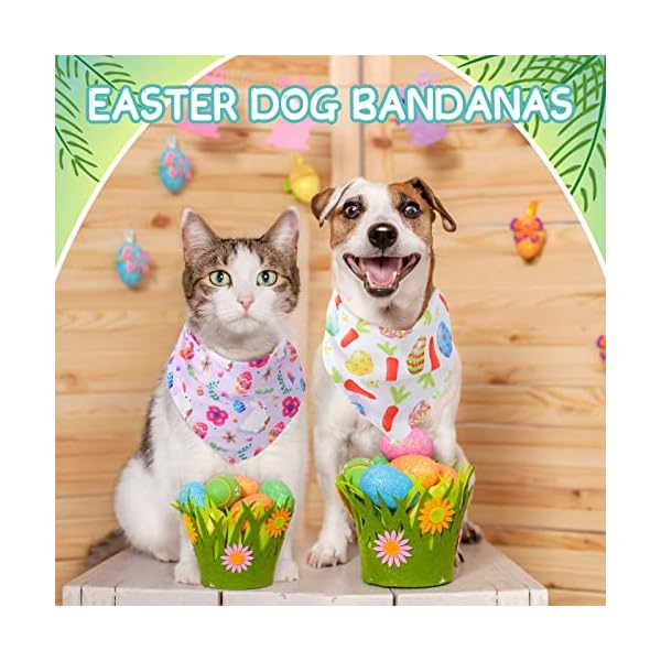 50 pieces easter dog bandanas bulk dog kerchief set bibs triangle dog scarf dog bandanas with easter egg rabbit carrot patterns for easter party pet costume accessories decoration - image 5