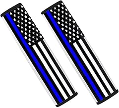 2-Pack USA Flag Thin Blue Line Car Seat Belt Pads – Premium Soft Fabric, Comfortable and Supportive – Ideal for Cars, Trucks, SUVs – Show Your Support for Law Enforcement