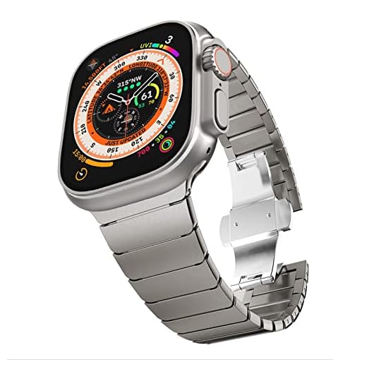 Kaufen KADES Kompatibel mit Apple Watch Armband , Herren Damen Edelstahl Gliederarmband für iWatch Ultra 2/Ultra Series 9 8 7 SE Series 6 5 4 3 2 1 49mm 45mm 44mm 42mm,Titan