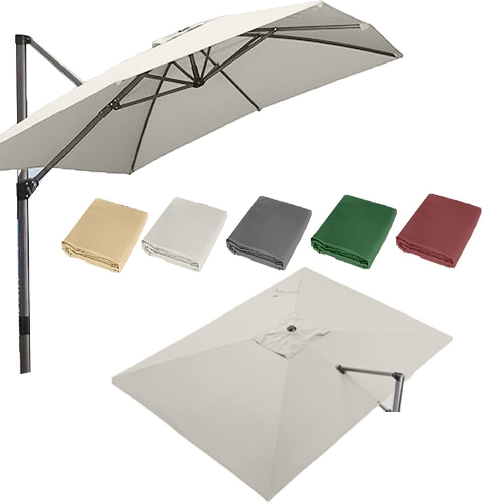 10 stóp x 13 stóp, wymienny materiał na parasol ogrodowy, prostokątny, 8 żeber, wymienny materiał na baldachim parasola ogrodowego, duży parasol tarasowy, anty-UV(Beige)