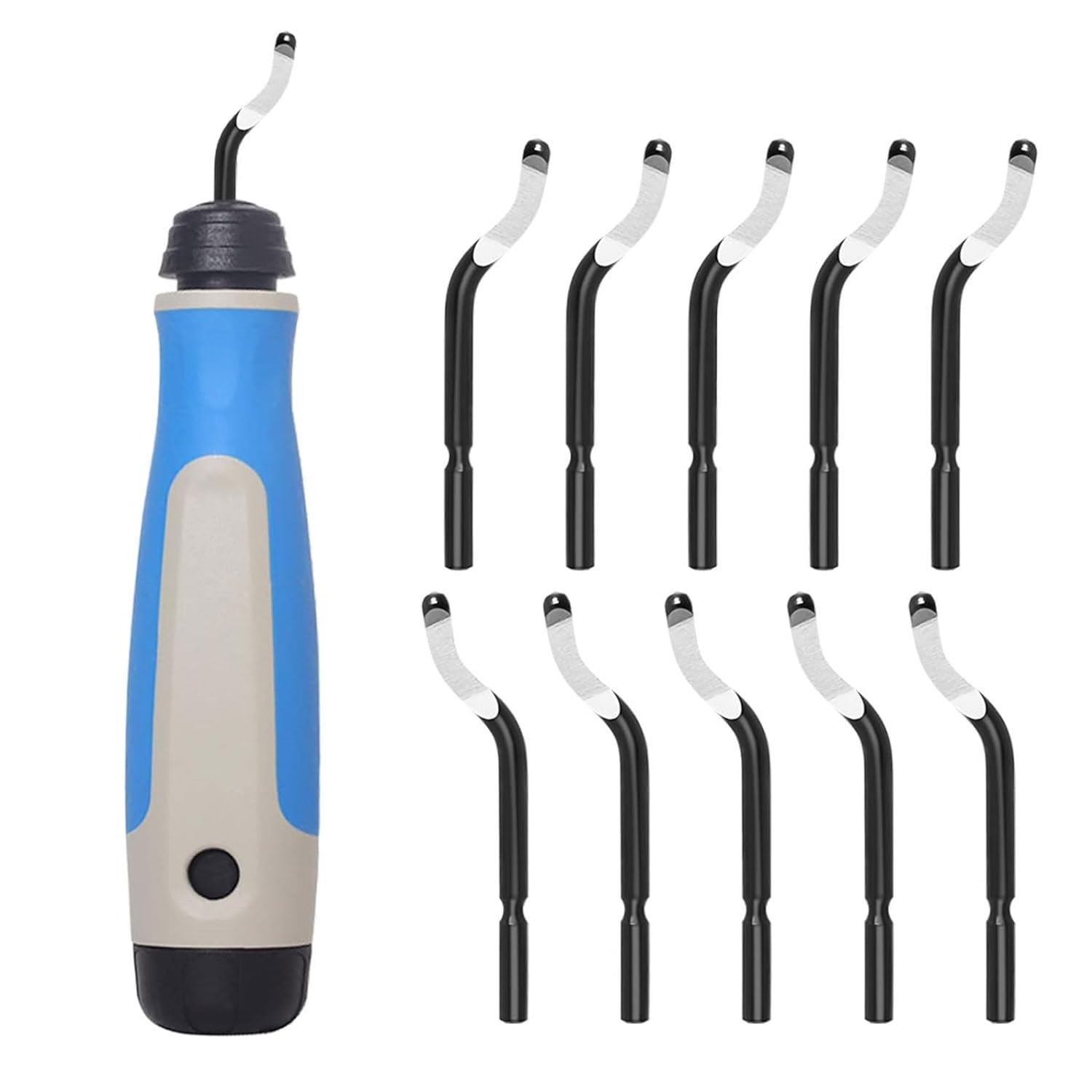 Metal Deburring Tool with 10 Pcs Replacement Blades Assortment Kit, Rotary Deburr Blades Set with Handle Debur Knife, Deburring Cutters Set for Plastic, Wood, Aluminum, Copper, Resin Art, Metal Work
