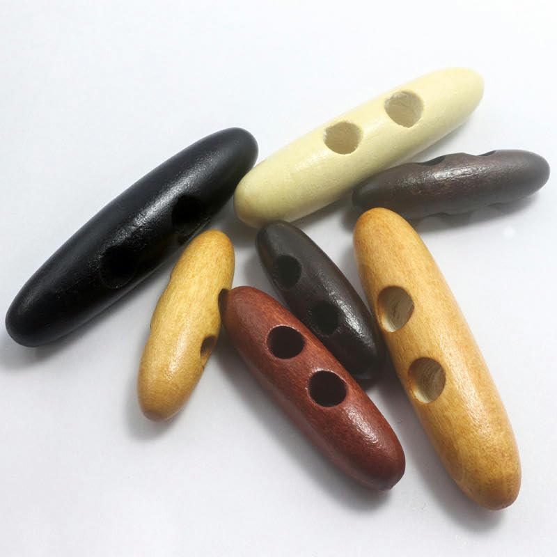 HARFINGTON Holz-Knebelknöpfe Oval – Olivgrün, 2-Loch, 40 Mm, 10 Stück Für Jacken & DIY