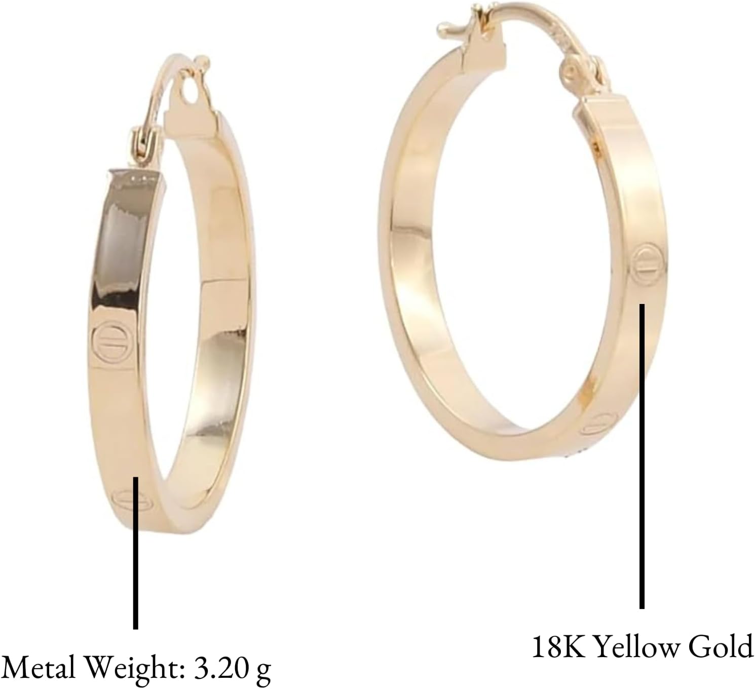 Italian Hoop Earrings for Women 18k Yellow Gold 3.2gm Jewelry Wedding Birthday Gifts for Her