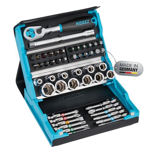 HAZET SmartCase Steckschlüsselsatz 2200SC-2 I 50-teiliges Werkzeug Steckschlüssel-Set Antrieb: Sechs- und Vierkant 6 3 mm (1/4 Zoll) mobiler Werkzeugkoffer Made in Germany