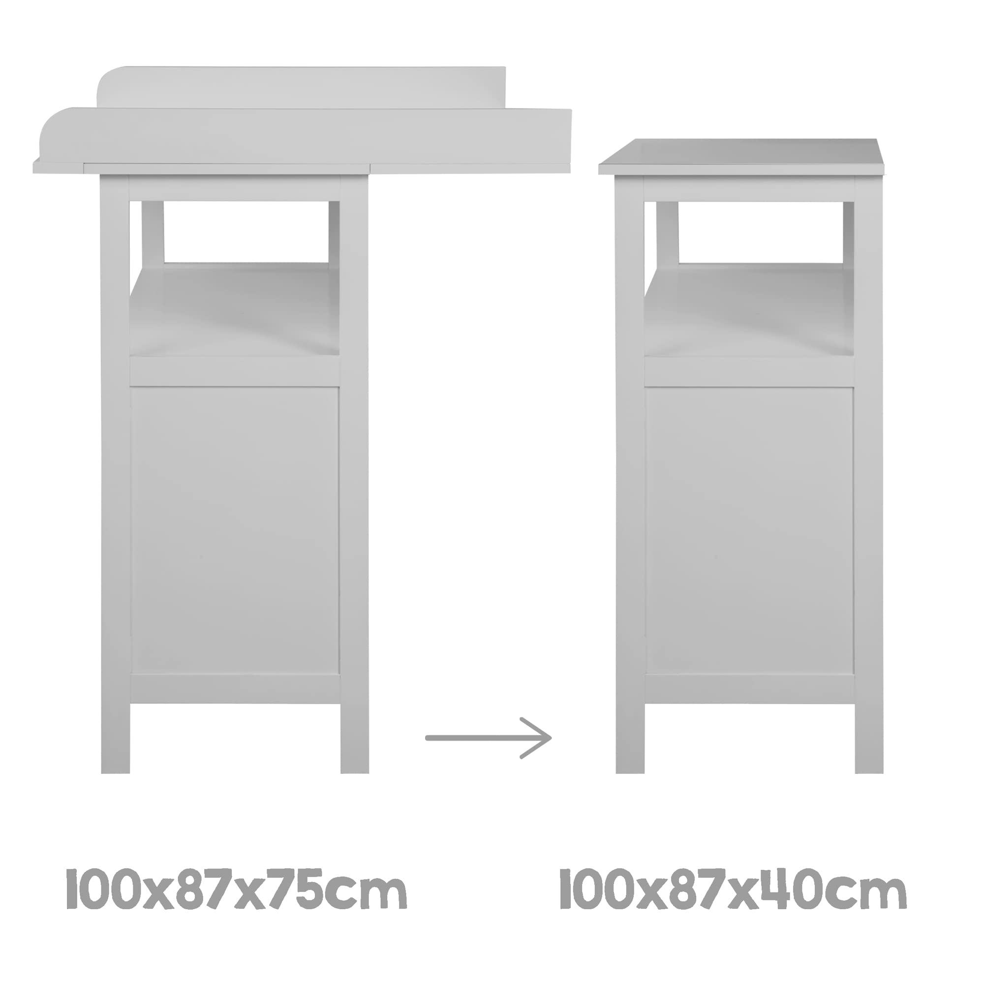 roba Zestaw pokoju dziecięcego 2-częściowy - Komoda z odpinanym blatem do przewijania + Łóżeczko dziecięce 60 x 120 cm z funkcją jako łóżko przyściennie - Drewno szare